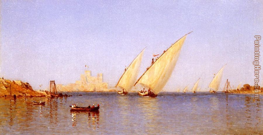 Fishing Boats Coming into Brindisi Harbor painting - Sanford Robinson Gifford Fishing Boats Coming into Brindisi Harbor art painting